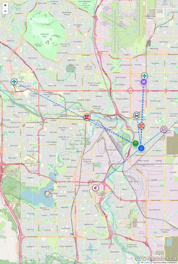 Daily accessibility map for 3312 DOVERTHORN RD SE, Calgary showing nearby schools, grocery stores, parks, LRT stations and nearby amenities