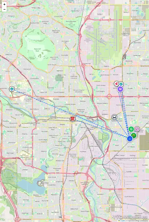Daily accessibility map for 3116 DOVER CR SE, Calgary showing nearby schools, grocery stores, parks, LRT stations and nearby amenities