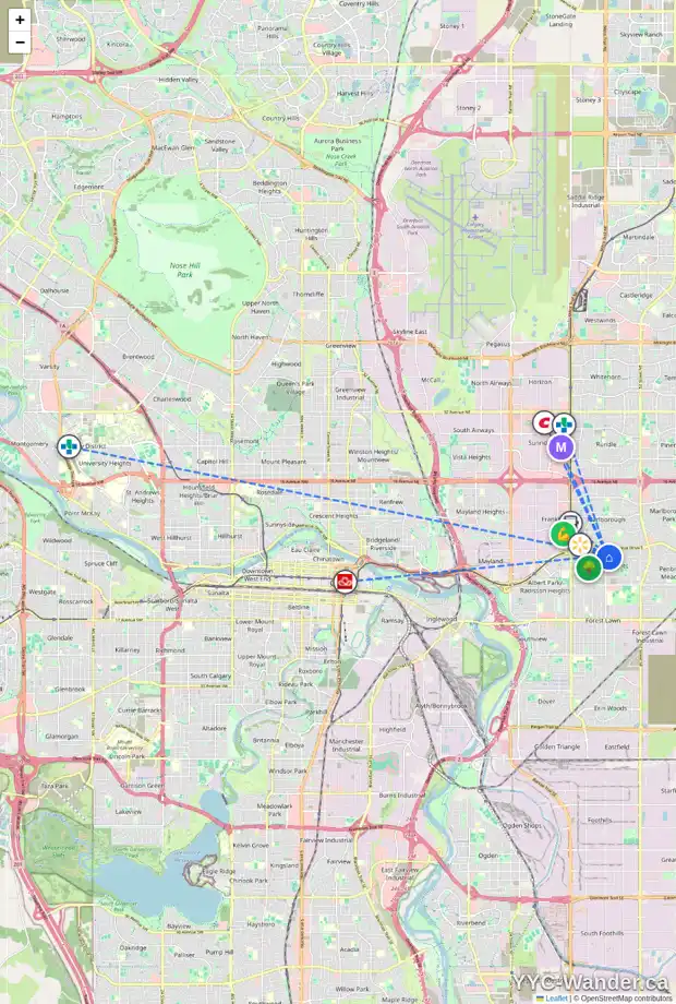 Daily accessibility map for 112 44 ST SE, Calgary showing nearby schools, grocery stores, parks, LRT stations and nearby amenities