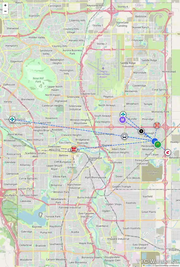 Daily accessibility map for 163 MALVERN DR NE, Calgary showing nearby schools, grocery stores, parks, LRT stations and nearby amenities