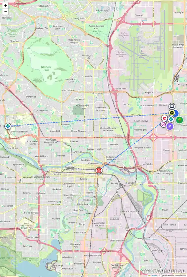 Daily accessibility map for 28 WHITMAN CL NE, Calgary showing nearby schools, grocery stores, parks, LRT stations and nearby amenities