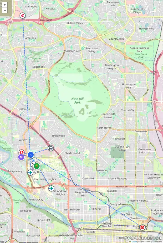 Daily accessibility map for 6 VARSTON PL NW, Calgary showing nearby schools, grocery stores, parks, LRT stations and nearby amenities