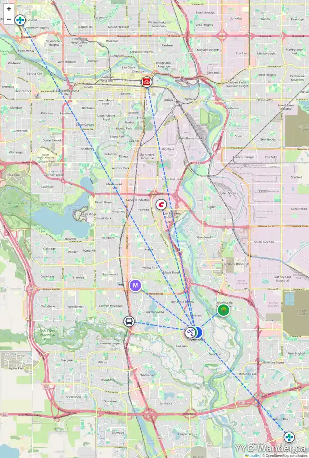 Daily accessibility map for 111 DEERVIEW WY SE, Calgary showing nearby schools, grocery stores, parks, LRT stations and nearby amenities