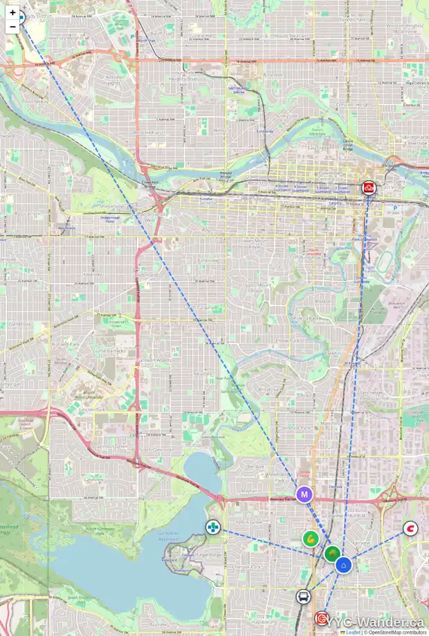 Daily accessibility map for 140 FAIRVIEW CR SE, Calgary showing nearby schools, grocery stores, parks, LRT stations and nearby amenities