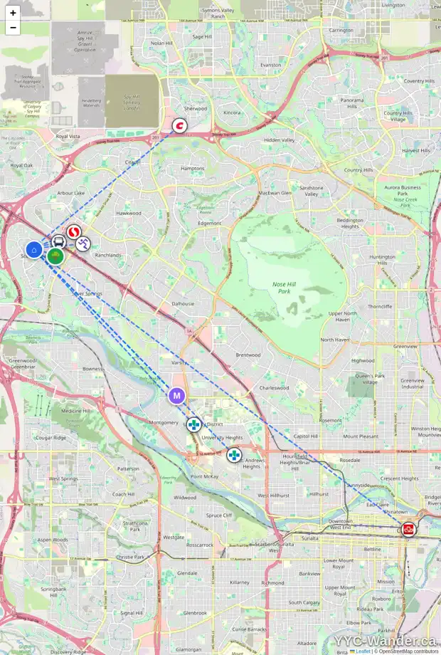 Daily accessibility map for 146 SCANLON HL NW, Calgary showing nearby schools, grocery stores, parks, LRT stations and nearby amenities
