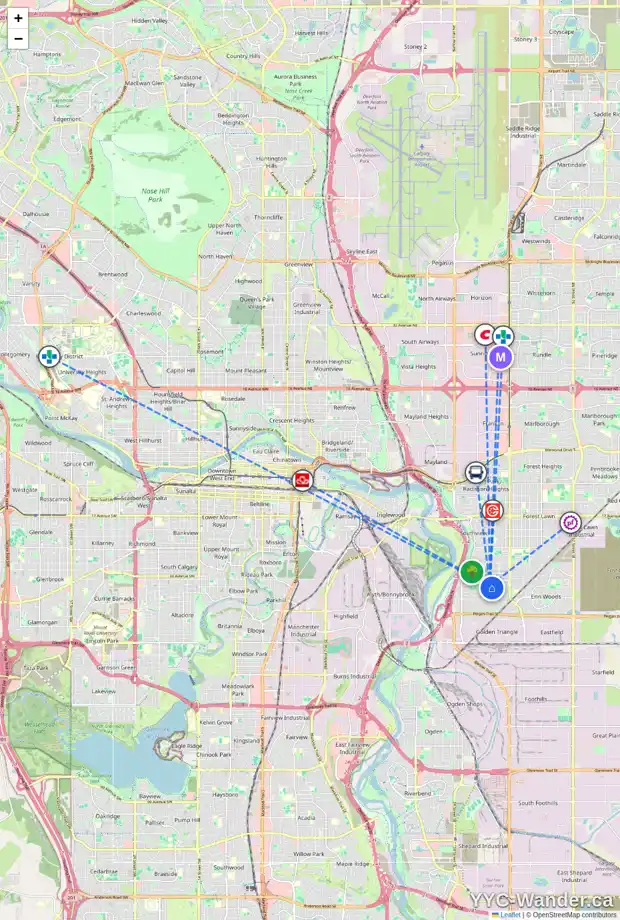 Daily accessibility map for 3316 DOVERTHORN RD SE, Calgary showing nearby schools, grocery stores, parks, LRT stations and nearby amenities