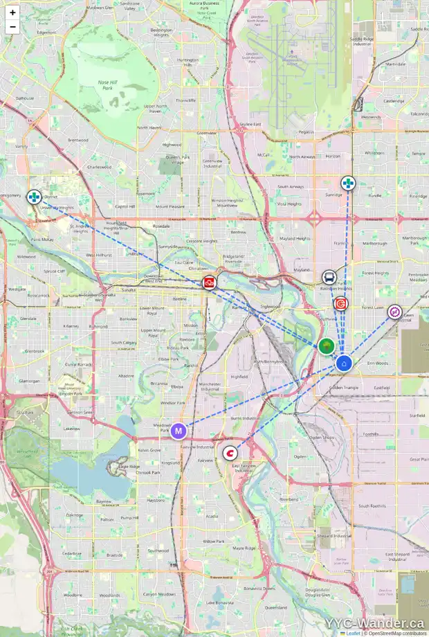 Daily accessibility map for 3303 DOVER RIDGE DR SE, Calgary showing nearby schools, grocery stores, parks, LRT stations and nearby amenities