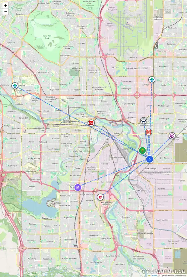 Daily accessibility map for 4015 DOVERCROFT RD SE, Calgary showing nearby schools, grocery stores, parks, LRT stations and nearby amenities
