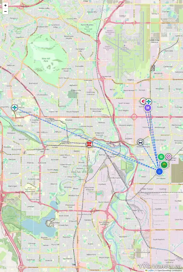Daily accessibility map for 3206 DOVERVILLE CR SE, Calgary showing nearby schools, grocery stores, parks, LRT stations and nearby amenities