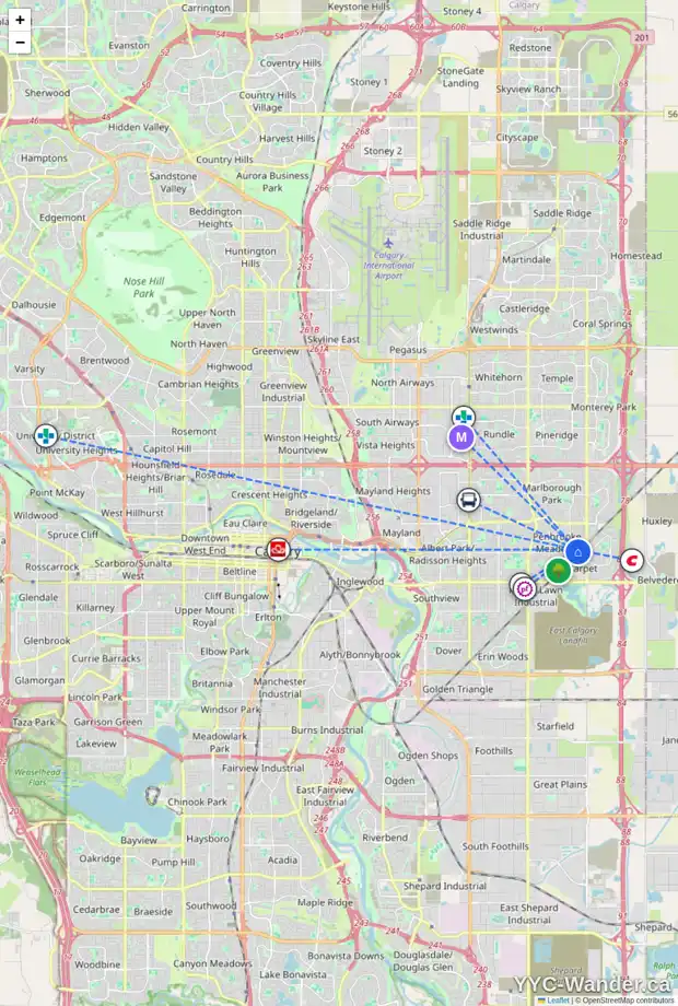 Daily accessibility map for 643 PENBROOKE RD SE, Calgary showing nearby schools, grocery stores, parks, LRT stations and nearby amenities