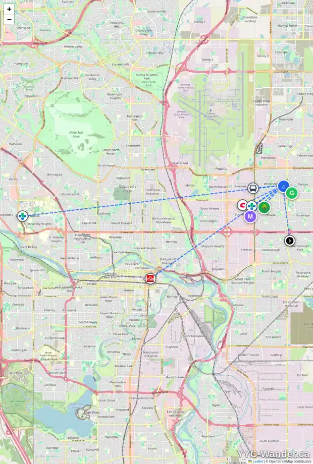 Daily accessibility map for 139 WHITESIDE CR NE, Calgary showing nearby schools, grocery stores, parks, LRT stations and nearby amenities