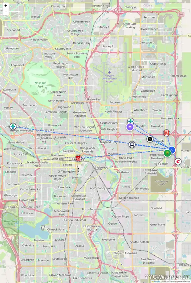 Daily accessibility map for 343 ABALONE PL NE, Calgary showing nearby schools, grocery stores, parks, LRT stations and nearby amenities