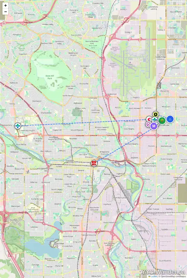Daily accessibility map for 248 RUNDLESIDE CR NE, Calgary showing nearby schools, grocery stores, parks, LRT stations and nearby amenities
