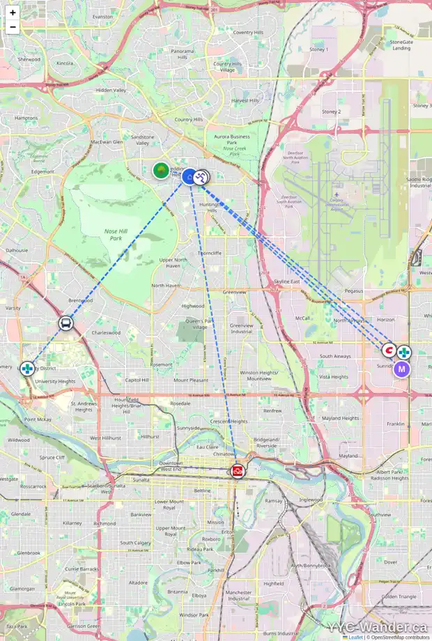 Daily accessibility map for 22 BERKLEY CL NW, Calgary showing nearby schools, grocery stores, parks, LRT stations and nearby amenities