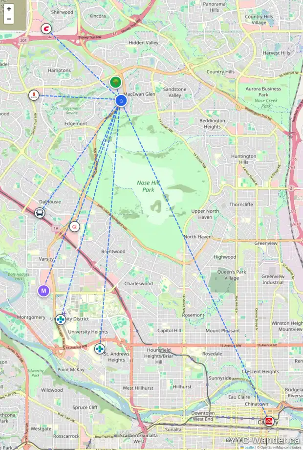 Daily accessibility map for 263 EDGEBROOK RI NW, Calgary showing nearby schools, grocery stores, parks, LRT stations and nearby amenities