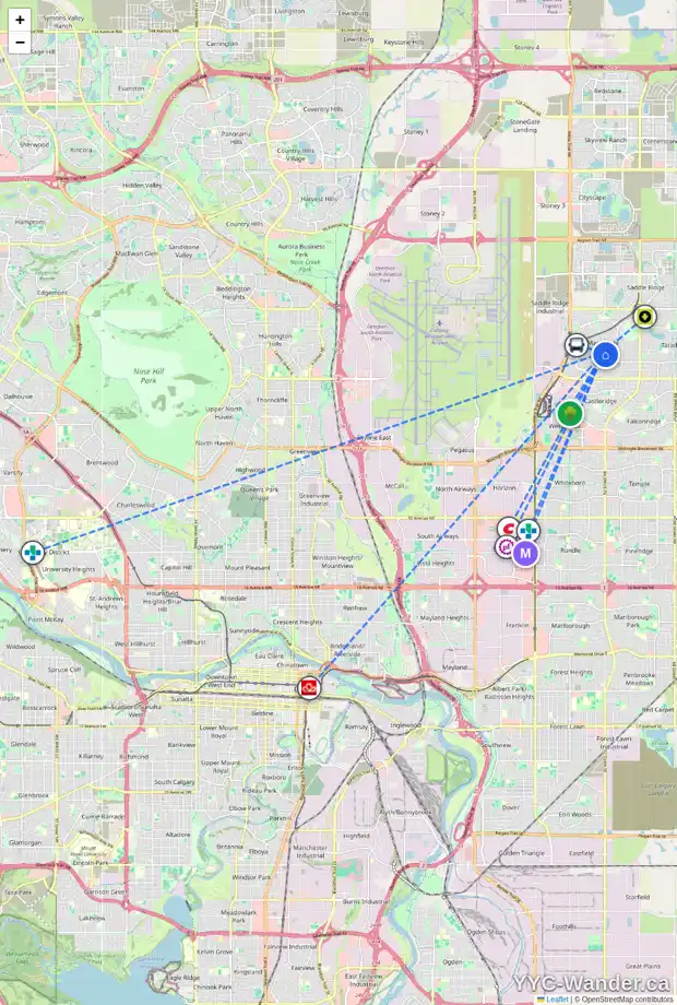 Daily accessibility map for 49 MARTINBROOK RD NE, Calgary showing nearby schools, grocery stores, parks, LRT stations and nearby amenities