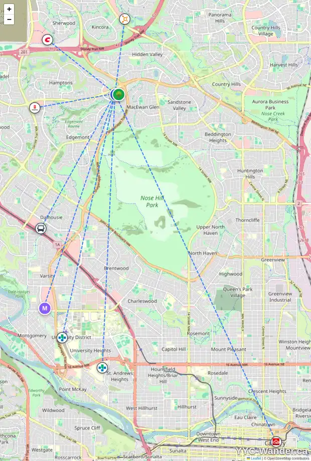 Daily accessibility map for 126 EDGERIDGE VW NW, Calgary showing nearby schools, grocery stores, parks, LRT stations and nearby amenities