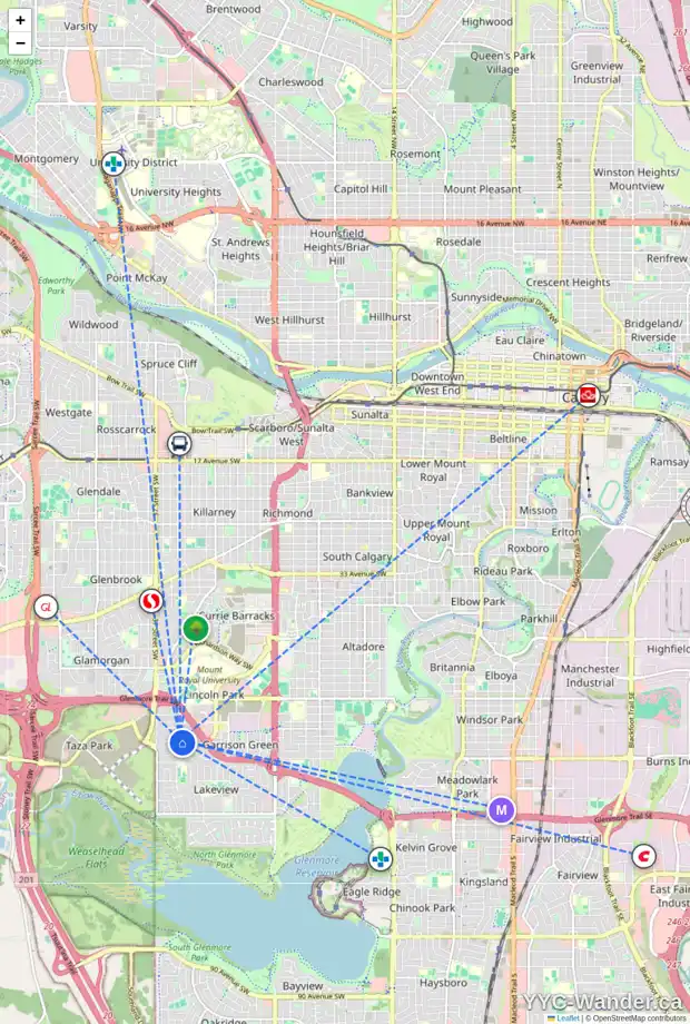 Daily accessibility map for 5620 LAKEVIEW DR SW, Calgary showing nearby schools, grocery stores, parks, LRT stations and nearby amenities
