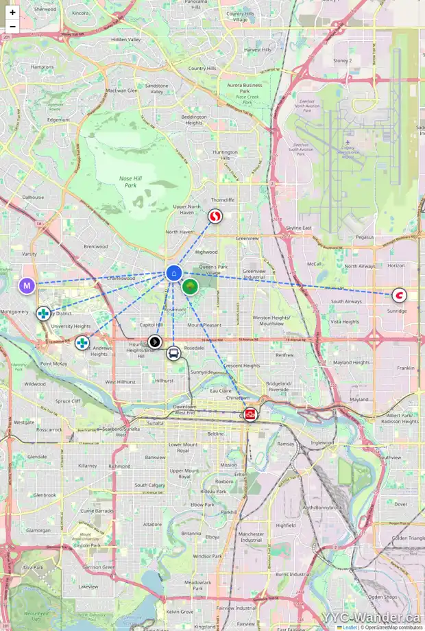 Daily accessibility map for 131 CORNWALLIS DR NW, Calgary showing nearby schools, grocery stores, parks, LRT stations and nearby amenities