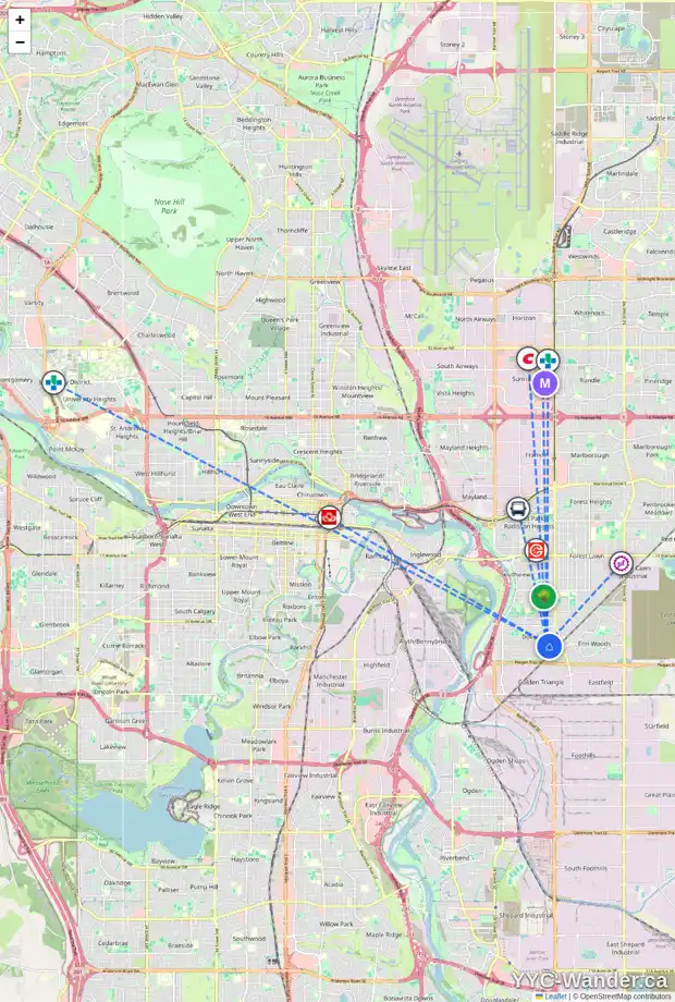 Daily accessibility map for 4103 DOVERVIEW DR SE, Calgary showing nearby schools, grocery stores, parks, LRT stations and nearby amenities
