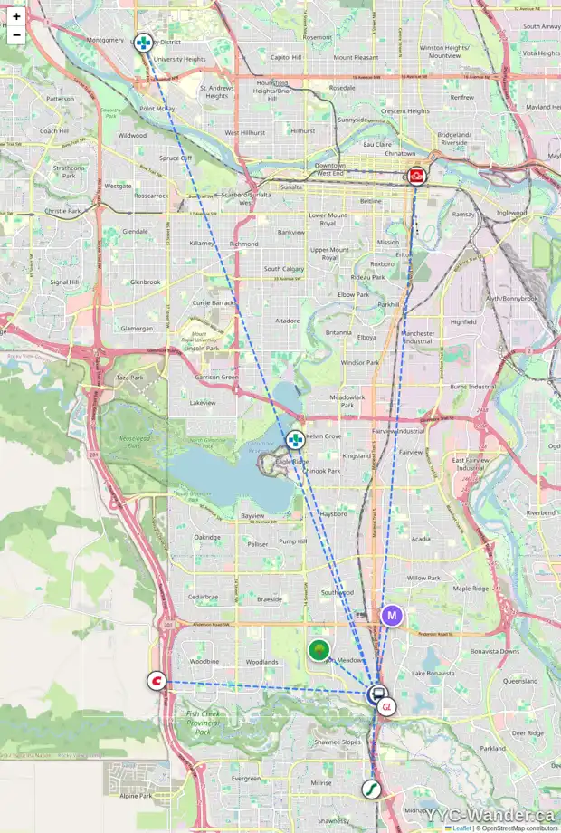 Daily accessibility map for 506 CANTRELL PL SW, Calgary showing nearby schools, grocery stores, parks, LRT stations and nearby amenities
