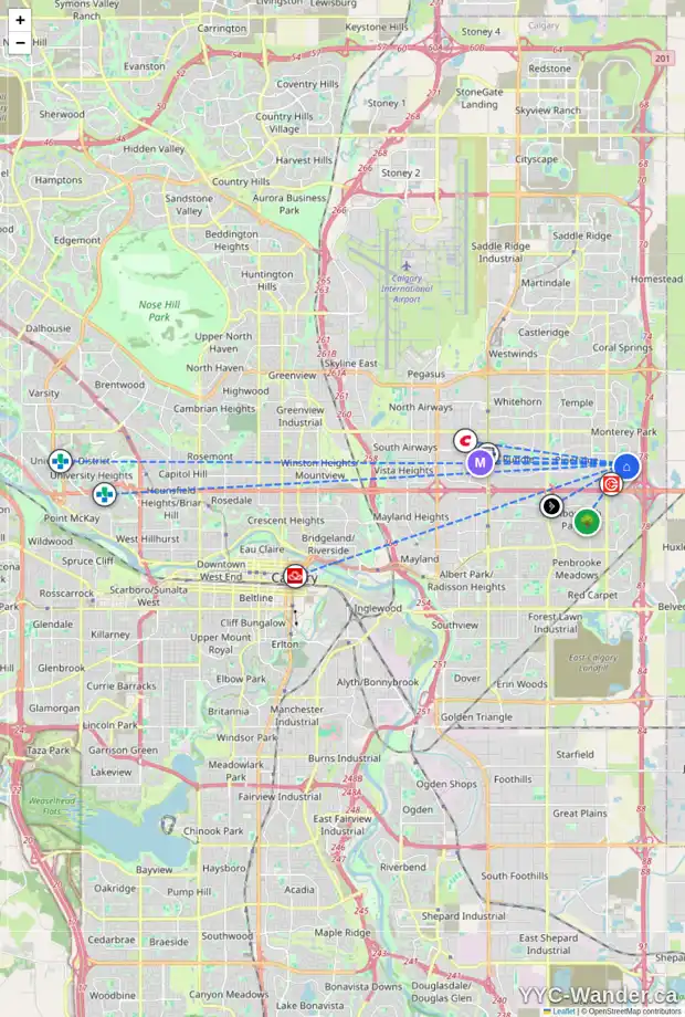 Daily accessibility map for 337 CALIFORNIA PL NE, Calgary showing nearby schools, grocery stores, parks, LRT stations and nearby amenities