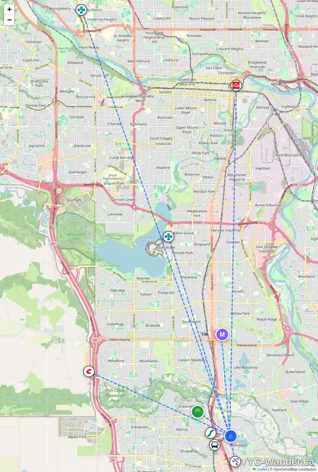 Daily accessibility map for 228 MIDPARK GD SE, Calgary showing nearby schools, grocery stores, parks, LRT stations and nearby amenities