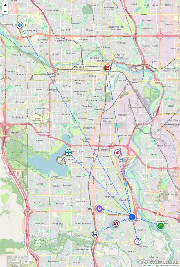 Daily accessibility map for 1144 LAKE HURON CR SE, Calgary showing nearby schools, grocery stores, parks, LRT stations and nearby amenities
