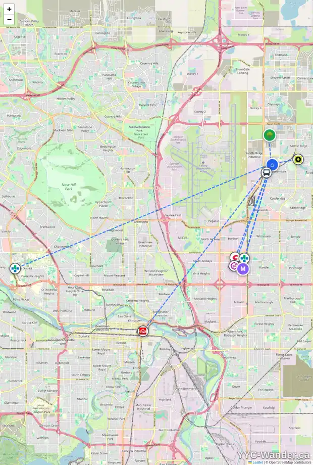Daily accessibility map for 790 MARTINDALE BV NE, Calgary showing nearby schools, grocery stores, parks, LRT stations and nearby amenities