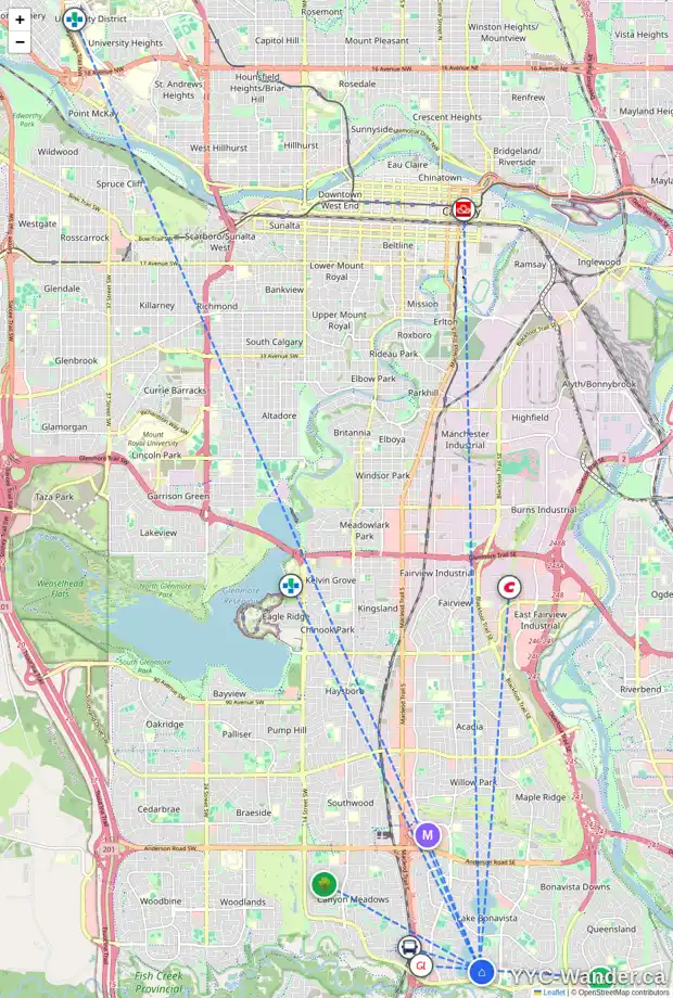 Daily accessibility map for 431 LAKE PLACID GR SE, Calgary showing nearby schools, grocery stores, parks, LRT stations and nearby amenities