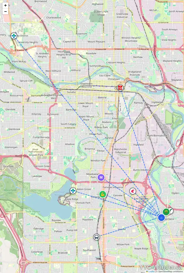 Daily accessibility map for 238 RIVERGREEN PL SE, Calgary showing nearby schools, grocery stores, parks, LRT stations and nearby amenities