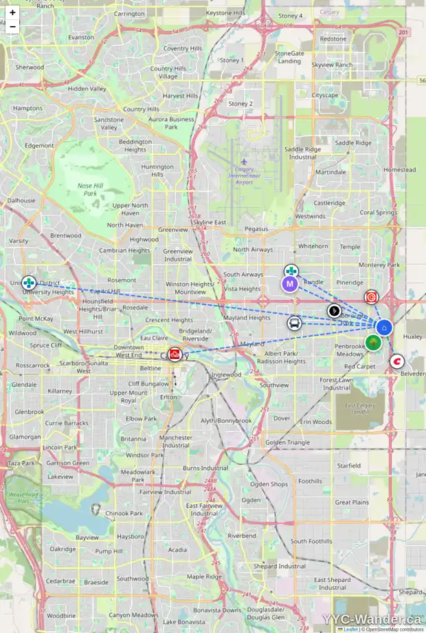 Daily accessibility map for 41 ABERDARE CR NE, Calgary showing nearby schools, grocery stores, parks, LRT stations and nearby amenities