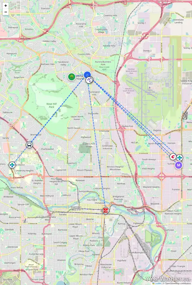 Daily accessibility map for 115 BERMUDA WY NW, Calgary showing nearby schools, grocery stores, parks, LRT stations and nearby amenities