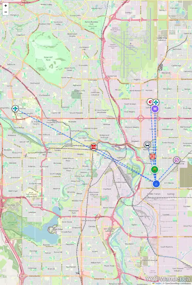 Daily accessibility map for 4107 DOVERVIEW DR SE, Calgary showing nearby schools, grocery stores, parks, LRT stations and nearby amenities