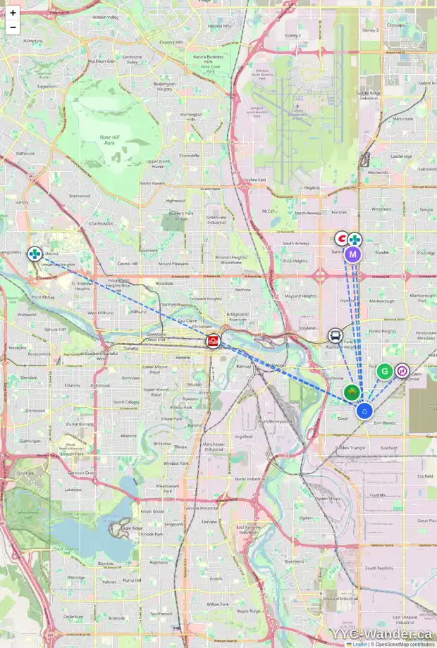 Daily accessibility map for 159 DOVERCLIFFE WY SE, Calgary showing nearby schools, grocery stores, parks, LRT stations and nearby amenities