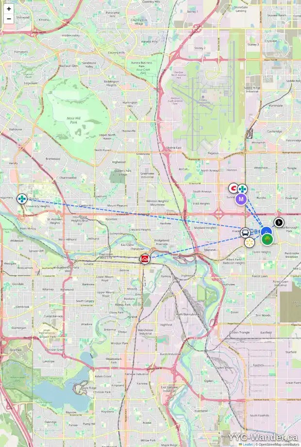 Daily accessibility map for 755 MARYVALE WY NE, Calgary showing nearby schools, grocery stores, parks, LRT stations and nearby amenities