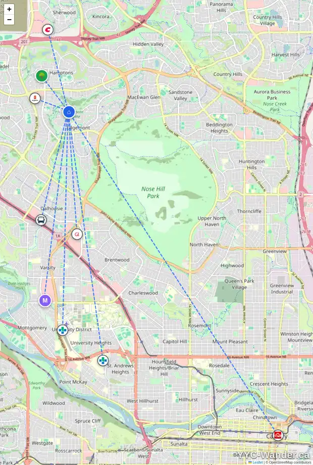 Daily accessibility map for 4058 EDGEVALLEY LD NW, Calgary showing nearby schools, grocery stores, parks, LRT stations and nearby amenities