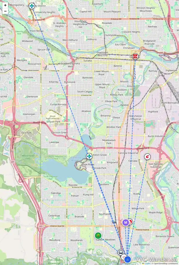 Daily accessibility map for 123 LAKE SIMCOE CO SE, Calgary showing nearby schools, grocery stores, parks, LRT stations and nearby amenities