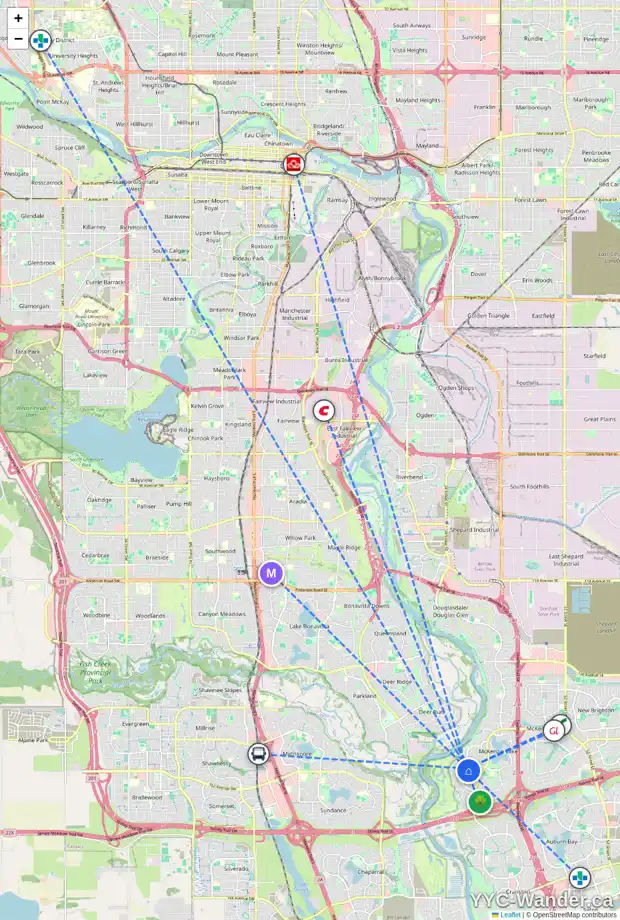 Daily accessibility map for 236 MT COPPER PA SE, Calgary showing nearby schools, grocery stores, parks, LRT stations and nearby amenities