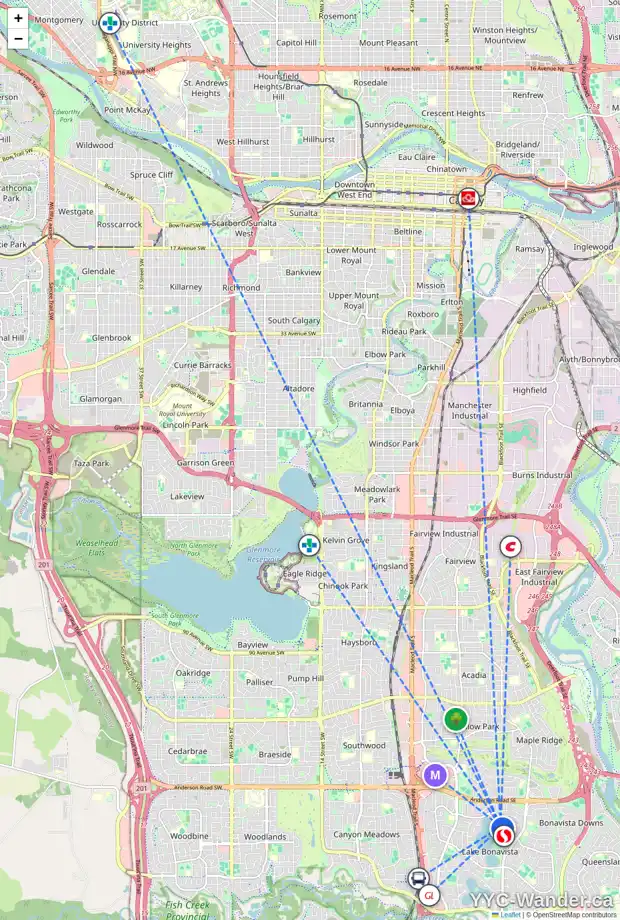 Daily accessibility map for 727 LAKE BONAVISTA DR SE, Calgary showing nearby schools, grocery stores, parks, LRT stations and nearby amenities