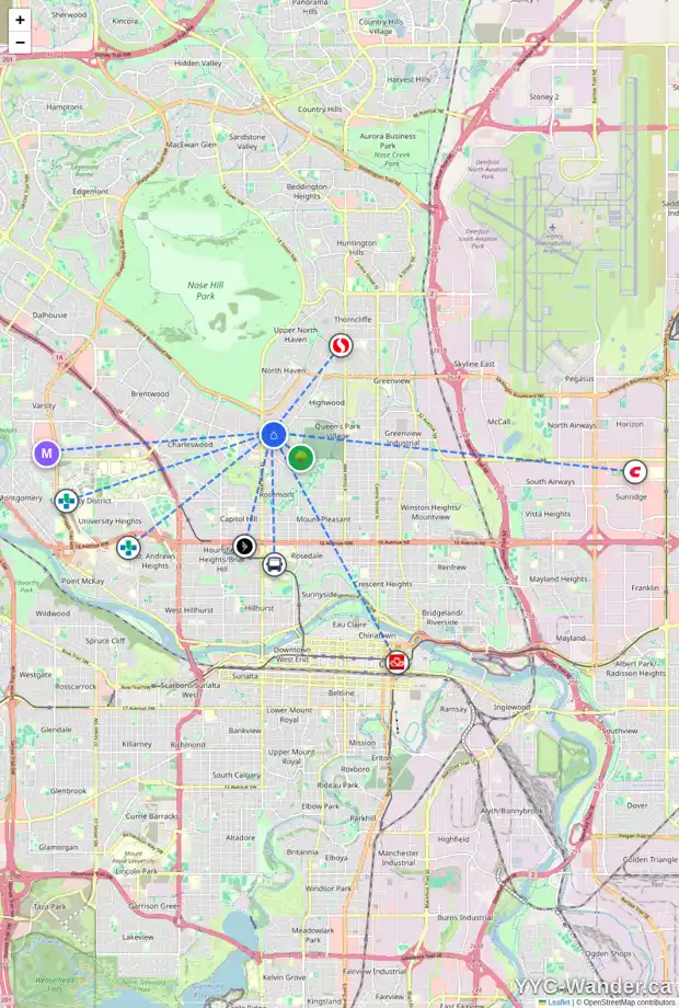 Daily accessibility map for 139 CORNWALLIS DR NW, Calgary showing nearby schools, grocery stores, parks, LRT stations and nearby amenities