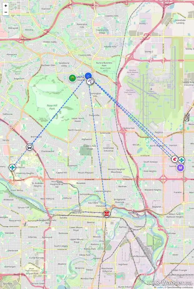 Daily accessibility map for 119 BERMUDA WY NW, Calgary showing nearby schools, grocery stores, parks, LRT stations and nearby amenities