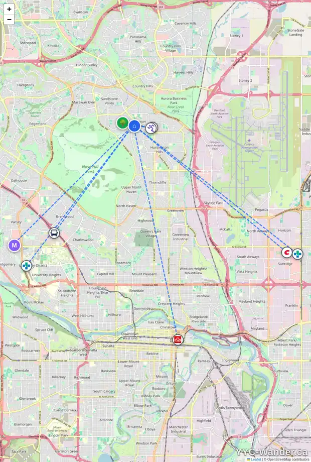 Daily accessibility map for 88 BERKLEY WY NW, Calgary showing nearby schools, grocery stores, parks, LRT stations and nearby amenities
