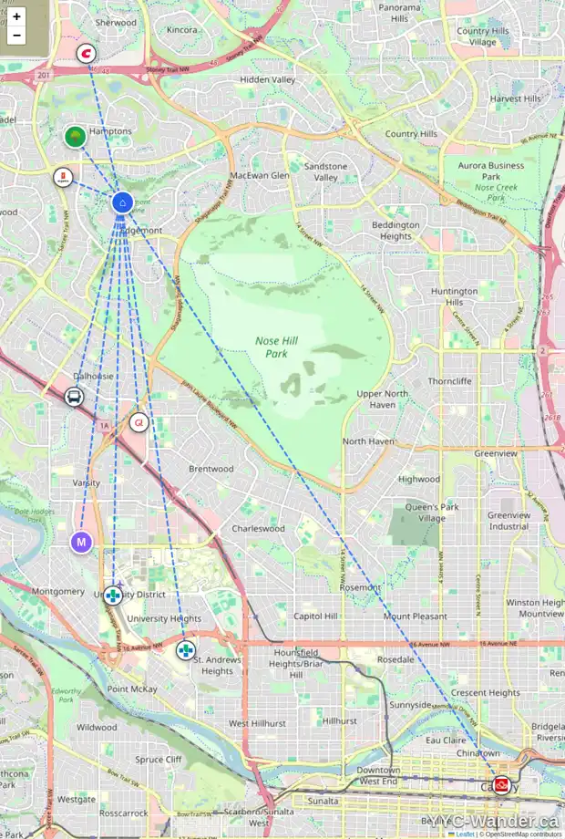 Daily accessibility map for 4062 EDGEVALLEY LD NW, Calgary showing nearby schools, grocery stores, parks, LRT stations and nearby amenities