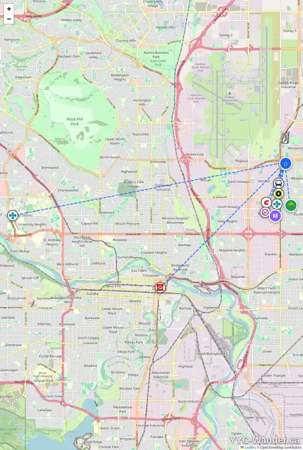 Daily accessibility map for 276 WHITWORTH WY NE, Calgary showing nearby schools, grocery stores, parks, LRT stations and nearby amenities