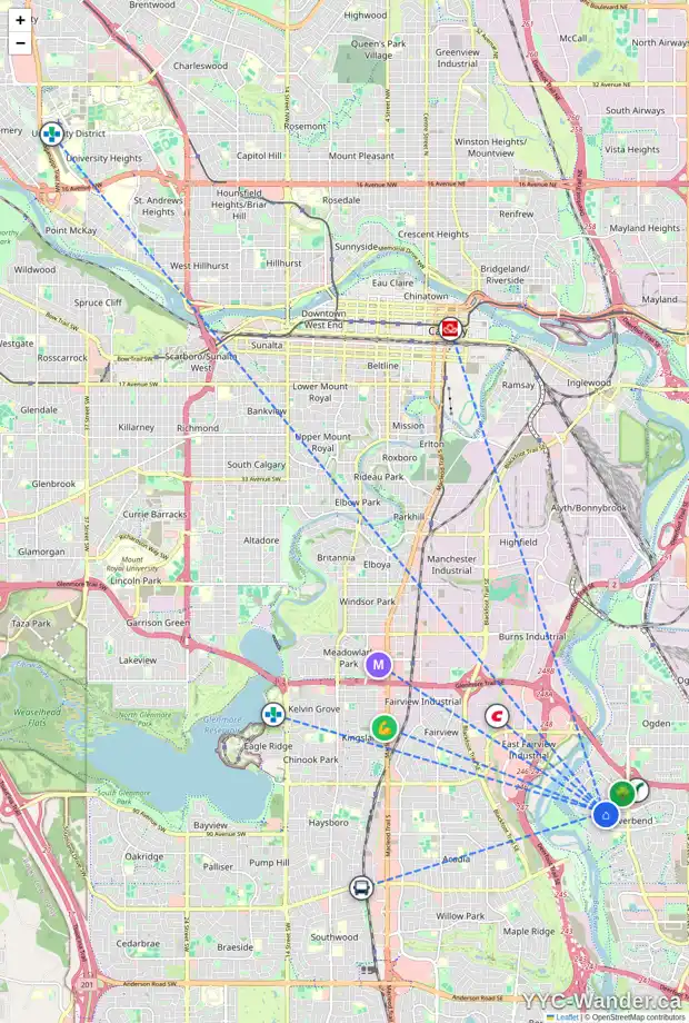 Daily accessibility map for 246 RIVERGREEN PL SE, Calgary showing nearby schools, grocery stores, parks, LRT stations and nearby amenities