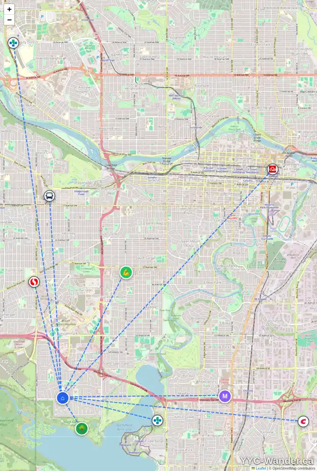 Daily accessibility map for 6623 LAKEVIEW DR SW, Calgary showing nearby schools, grocery stores, parks, LRT stations and nearby amenities