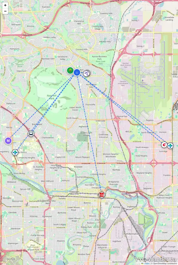 Daily accessibility map for 92 BERKLEY WY NW, Calgary showing nearby schools, grocery stores, parks, LRT stations and nearby amenities