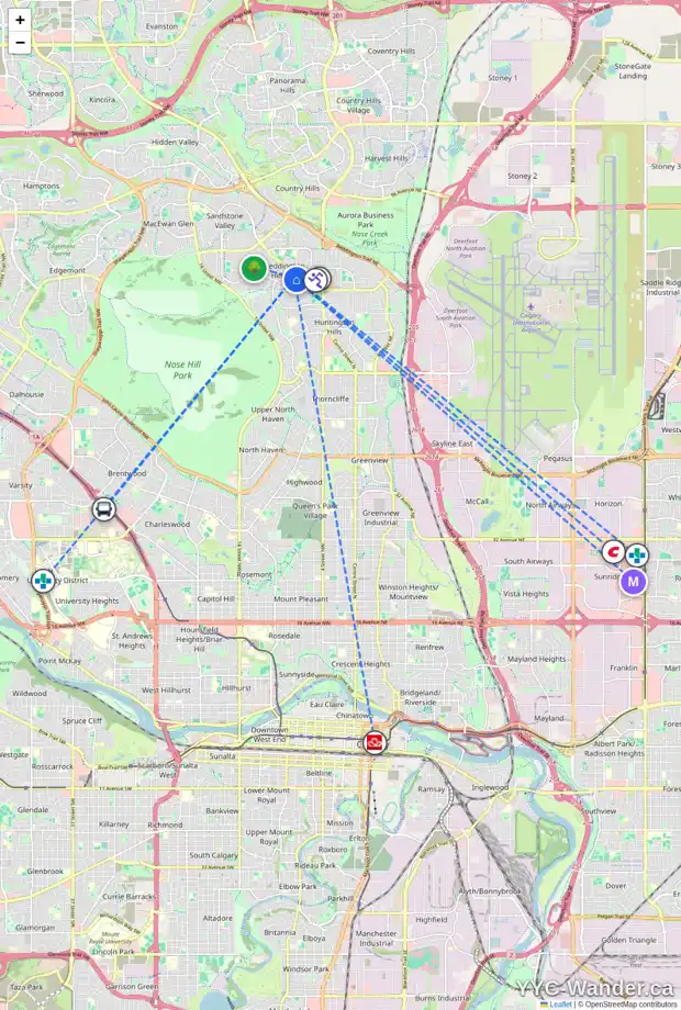 Daily accessibility map for 84 BERKLEY CL NW, Calgary showing nearby schools, grocery stores, parks, LRT stations and nearby amenities