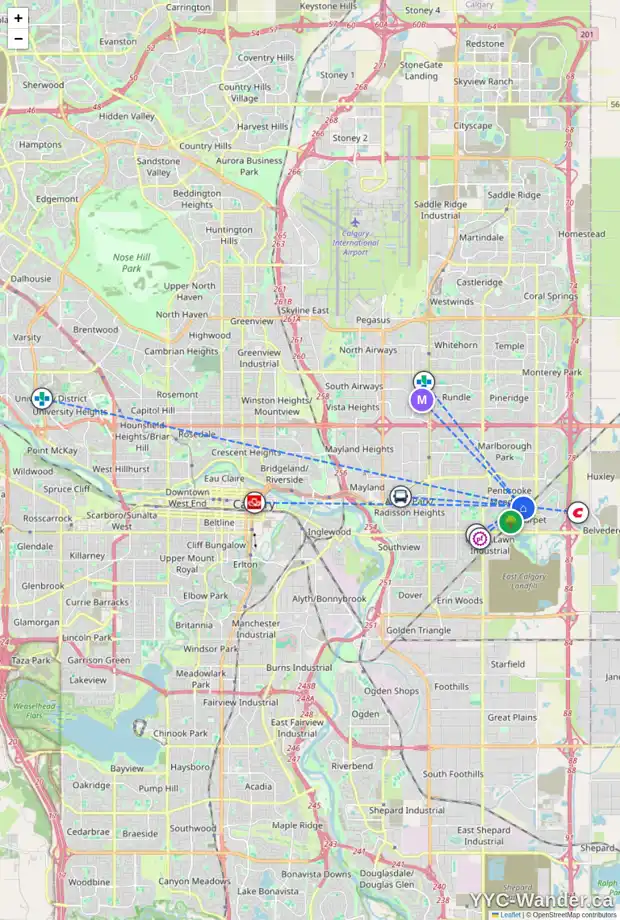 Daily accessibility map for 108 PENBROOKE CL SE, Calgary showing nearby schools, grocery stores, parks, LRT stations and nearby amenities